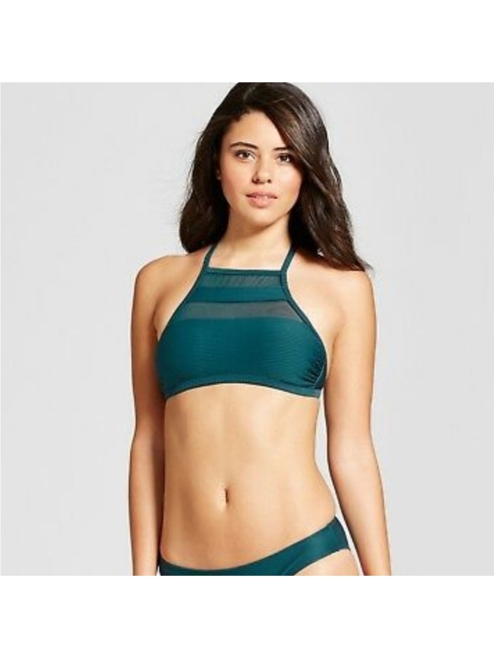 High Neck Teal Bikini Top